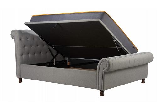 5ft King Size Castle Scroll Chesterfield Ottoman Bed frame - Grey 1